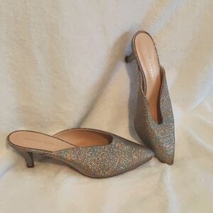 Loeffler Randall kitten heel metallic slides size 7.5